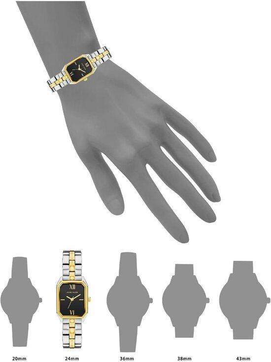 Anne Klein Women\'s Silver Black Analog Roman Numeral Octagonal Bracelet Watch main image 5